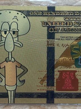 Nickelodeon Squidward Gold and Blue Novelty Print